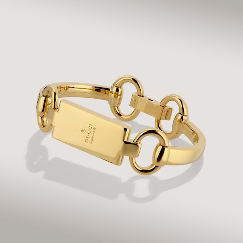 Horsebit motif bangle bracelet - gold-toned brass