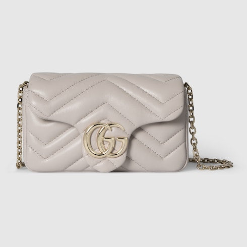 GG Marmont mini shoulder bag - light grey leather