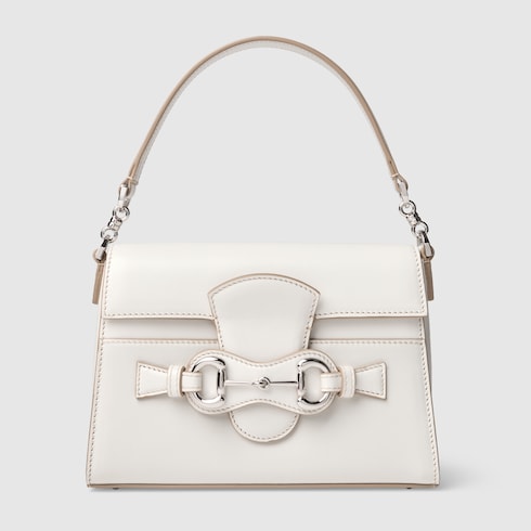 Horsebit Duomo small top handle bag - white leather
