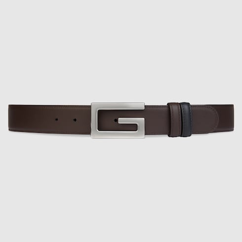 Reversible belt with Square G buckle - black/brown leather