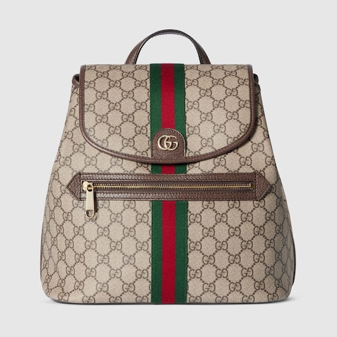 Ophidia medium backpack - beige and brown GG fabric