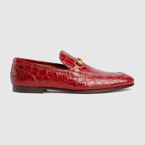 Men's Gucci Jordaan crocodile loafer - red