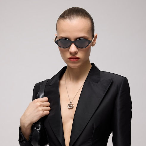 Oval-frame sunglasses - black