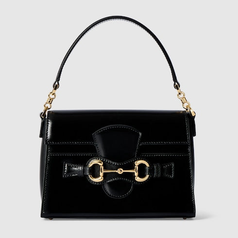 Horsebit Duomo small top handle bag - black leather