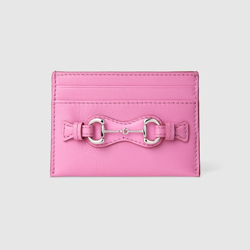Card case with Horsebit - bright pink leather