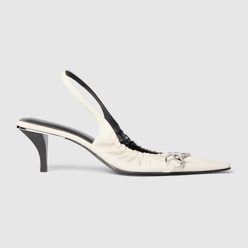 Women's Vittoria slingback pump with elastic - white soft nappa leather