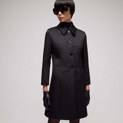GG viscose jacquard coat - black