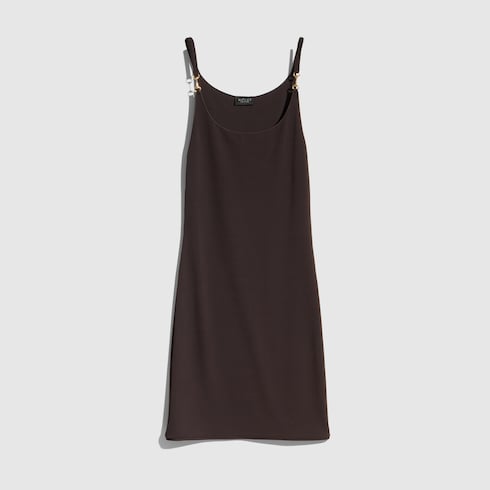 Viscose crêpe jersey dress with Horsebit - dark brown