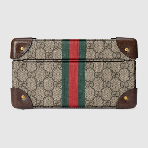Gucci Savoy small rigid watch case - beige and ebony Supreme