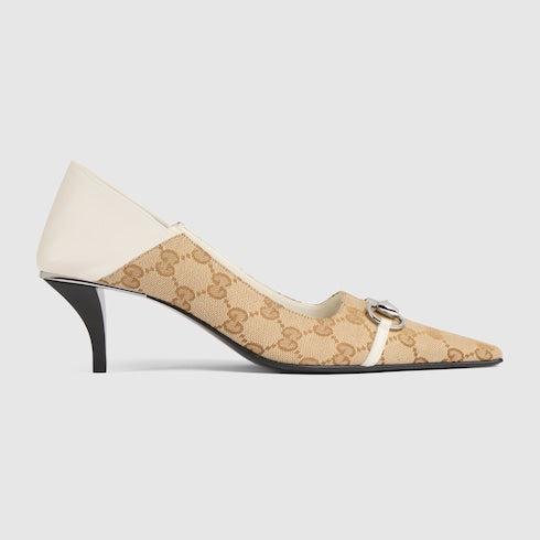 Women's Vittoria pump - sand and brown GG canvas