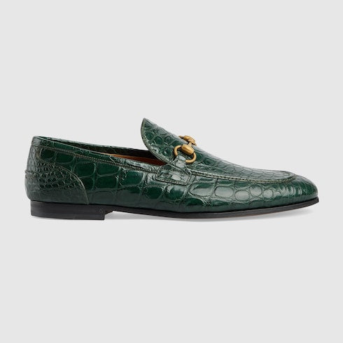 Men's Gucci Jordaan crocodile loafer - green