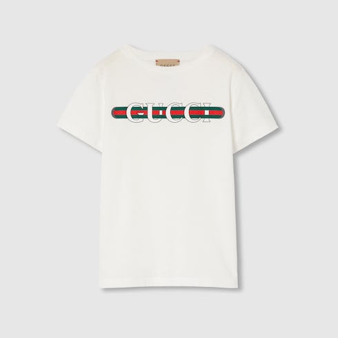 Children's printed cotton T-shirt - white