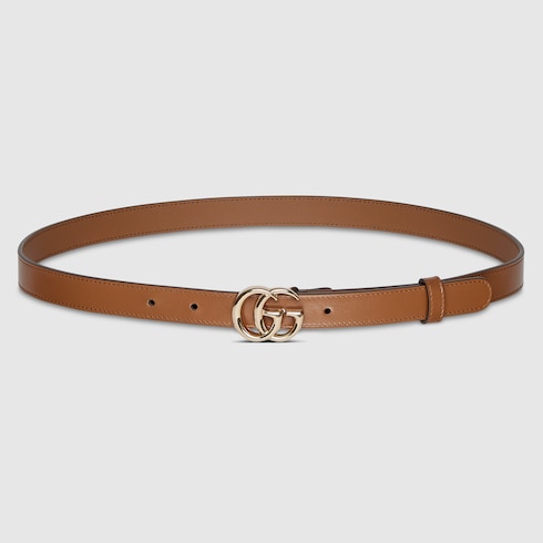 GG Marmont thin belt - brown leather