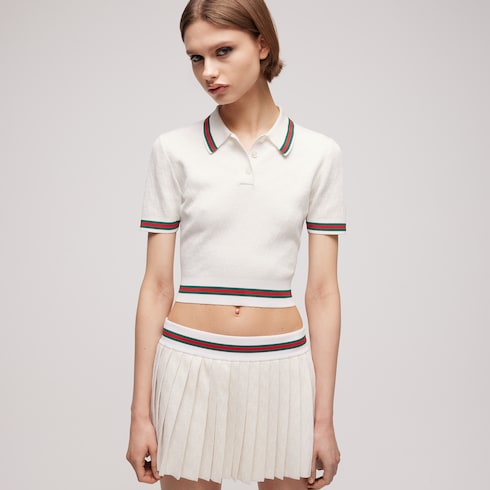 GG extra fine cotton jacquard polo shirt - ivory
