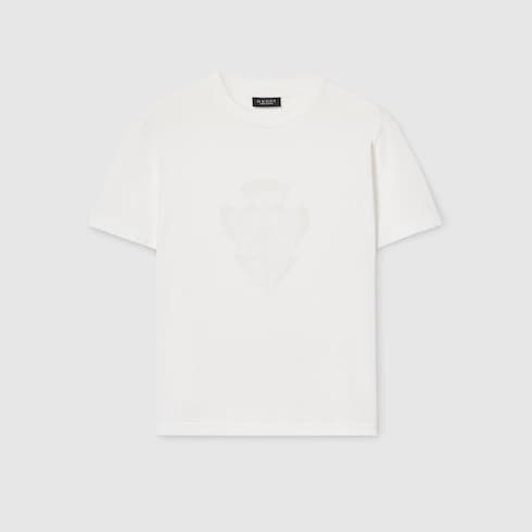 Cotton jersey T-shirt with Gucci crest - white