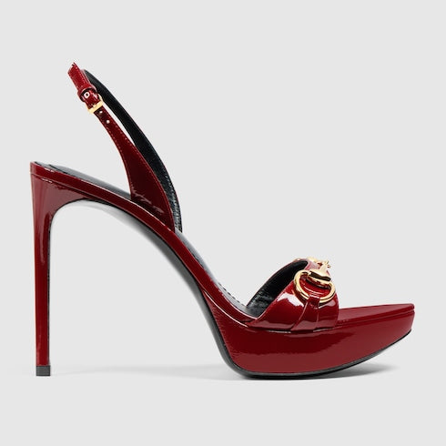 Women's Donna platform sandal - burgundy patent leather