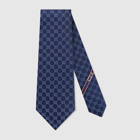 GG silk tie - Navy Blue