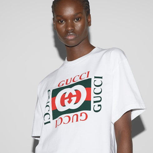 Printed cotton jersey T-shirt - white