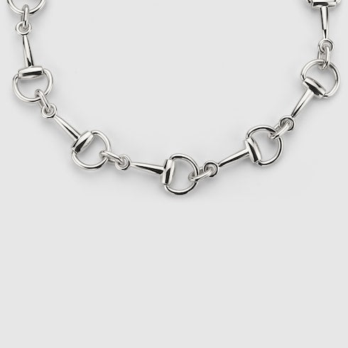 Horsebit motif necklace - palladium-toned brass