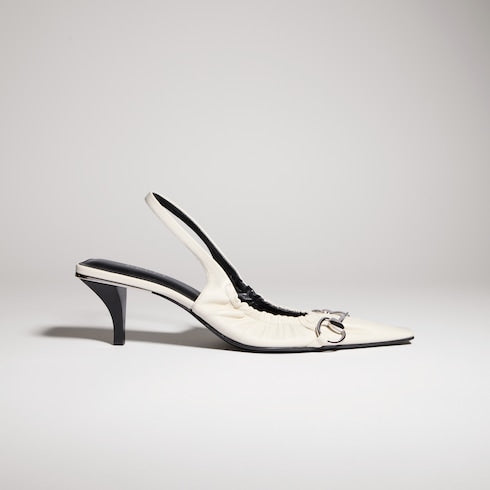 Women's Vittoria slingback pump with elastic - white soft nappa leather