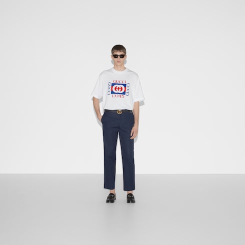 Printed cotton jersey T-shirt - white