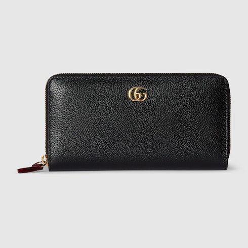 Bi-color GG Marmont zip around wallet - black and red leather