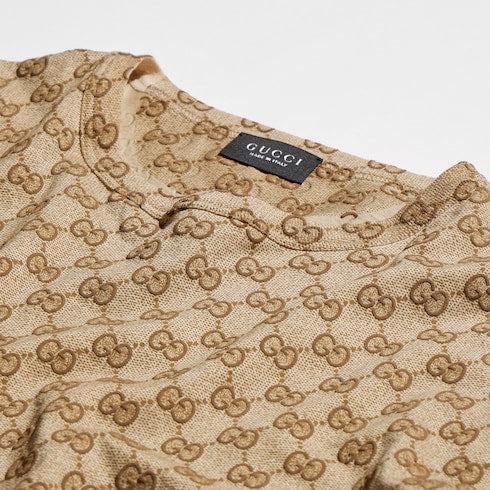 Printed cotton T-shirt - sand and brown