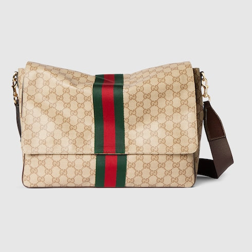 Gucci Essence Classic medium crossbody bag - sand and brown coated GG canvas