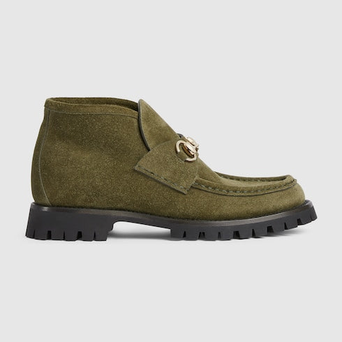 Women's ankle boot with Horsebit - dark green suede