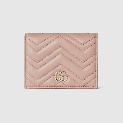 GG Marmont card case wallet - pink beige leather