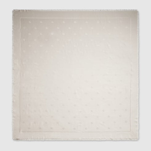 Double G silk wool shawl - ivory