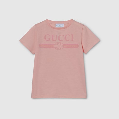 Children's cotton T-shirt with print - light pink