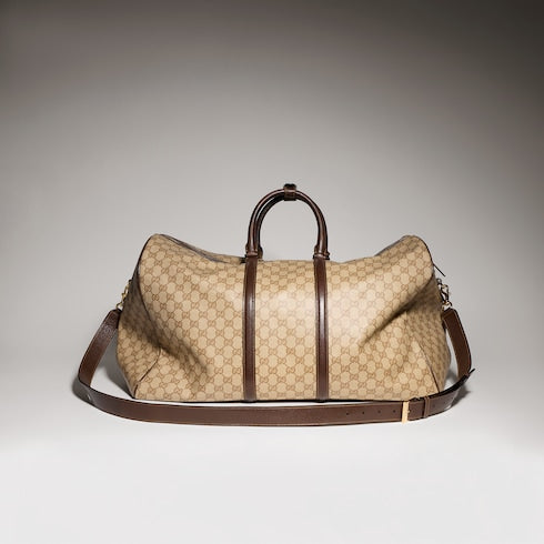 Gucci Essence Classic large duffle bag - sand and brown GG canvas