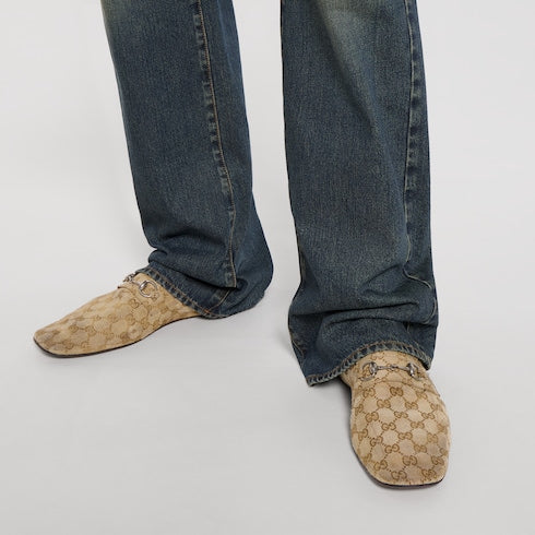 Men's worn-out effect Ragazzo loafer - sand GG canvas