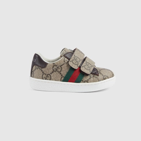 Toddler Gucci Ace sneaker - beige and ebony GG Supreme