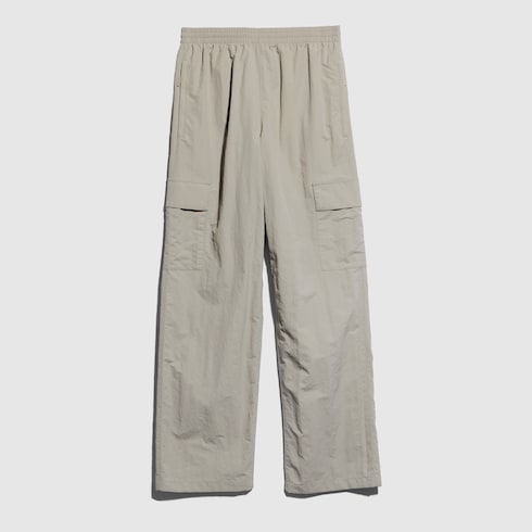 Froissé nylon faille cargo pants - beige