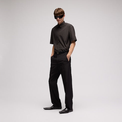 GG cotton poplin zip shirt - dark grey