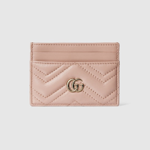 GG Marmont card case - pink beige leather