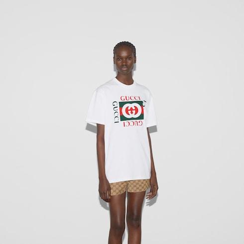 Printed cotton jersey T-shirt - white