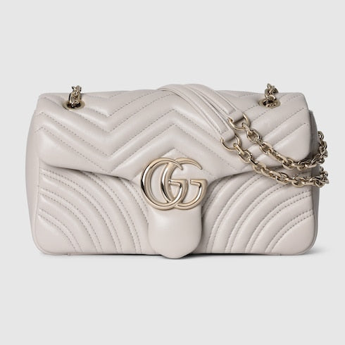 GG Marmont medium shoulder bag - light grey leather