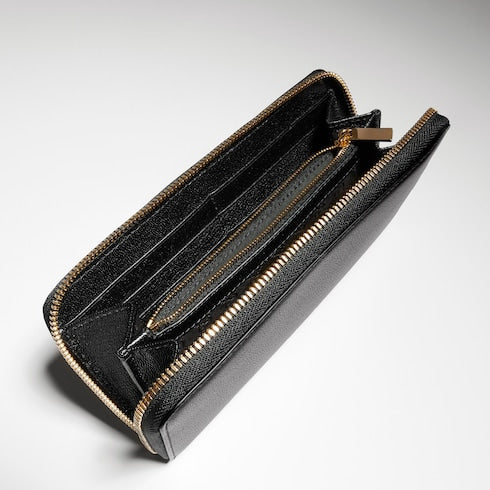 Zip around wallet with Gucci lettering - black leather