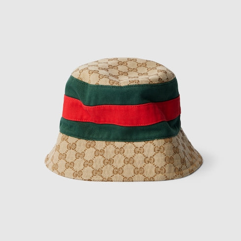 bucket hat with Web - GG cotton canvas