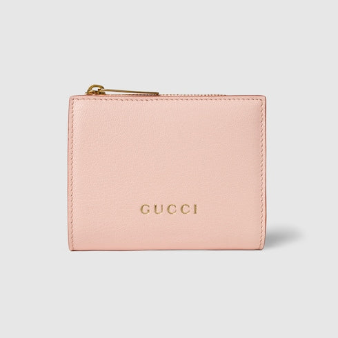 Small wallet with Gucci lettering - light pink leather