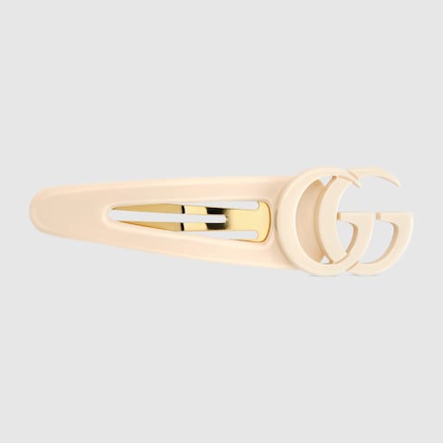 Hair clip with Double G - white resin