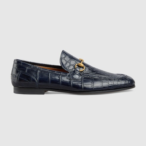 Men's Gucci Jordaan crocodile loafer - blue
