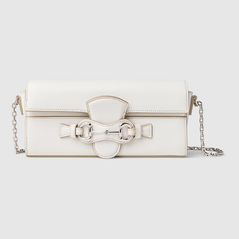 Wallet on chain with Horsebit - white leather