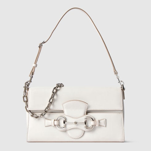 Horsebit Ristretto medium shoulder bag - white leather