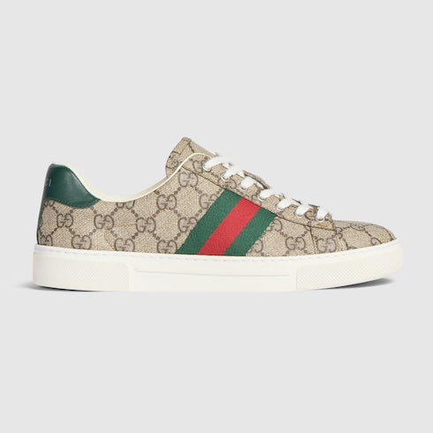 Women's Gucci Ace sneaker with Web - beige and ebony Supreme