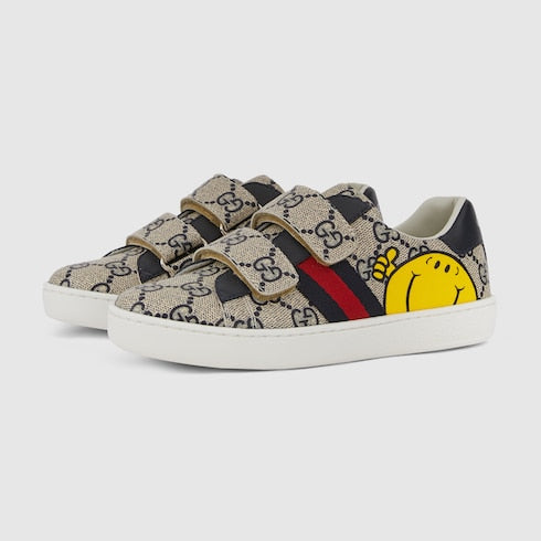 Children's Gucci Ace sneakers - beige and blue GG Supreme