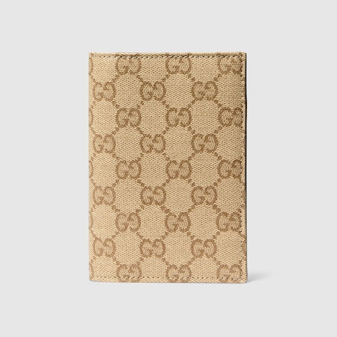 Gucci Essence Classic passport case - sand and brown GG canvas